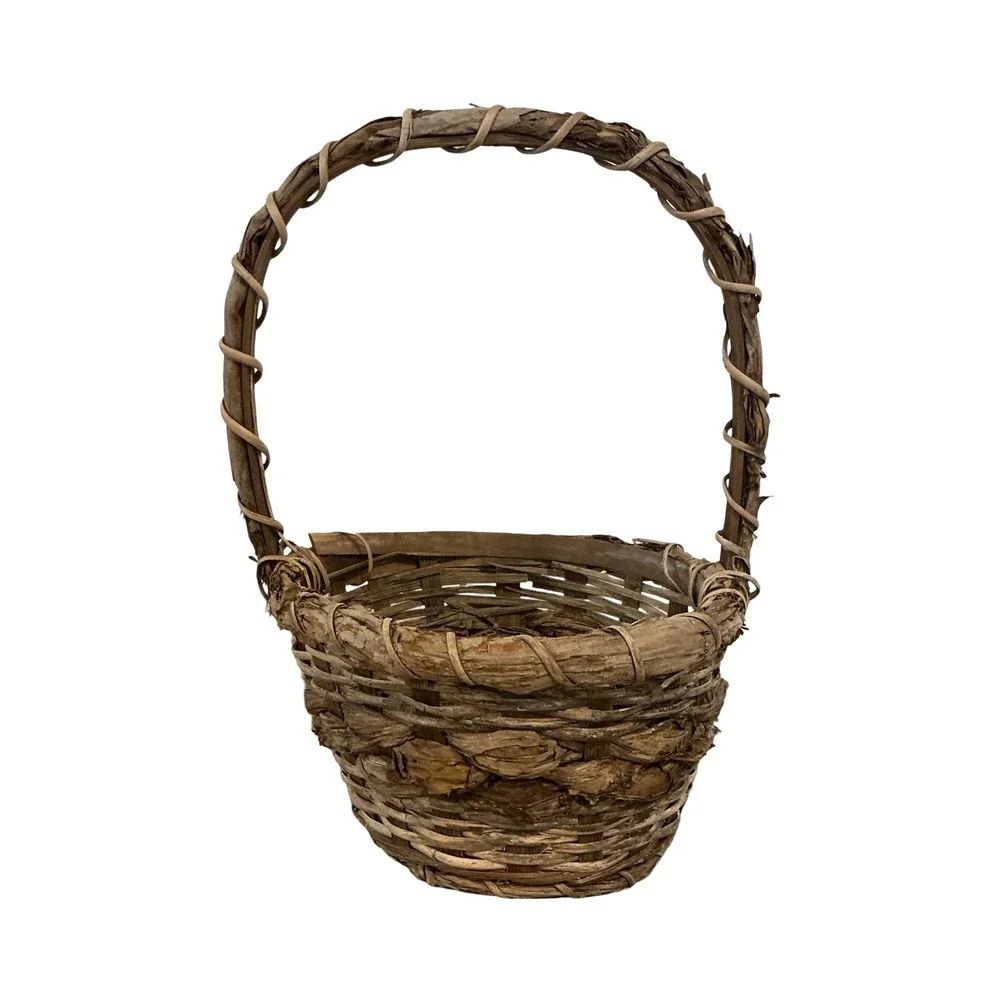 Rustic Handcrafted Twig and Grapevine Gathering Basket Brown 7x10.5x4 Small